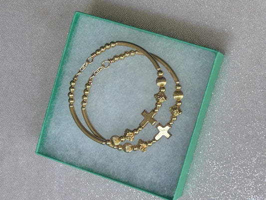 All Gold Floating Heart or Cross Bangle/Bracelet (1)