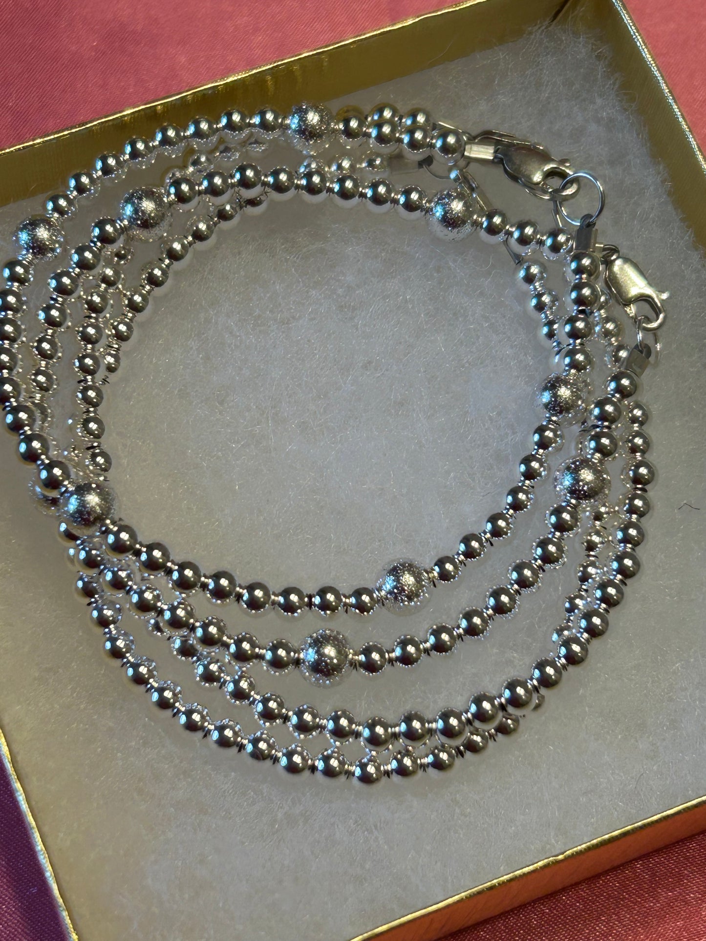 Smooth Gold Ball Bracelet & Necklace 2mm,3mm ,4mm, 5mm, 6mm ( Gold & Silver)
