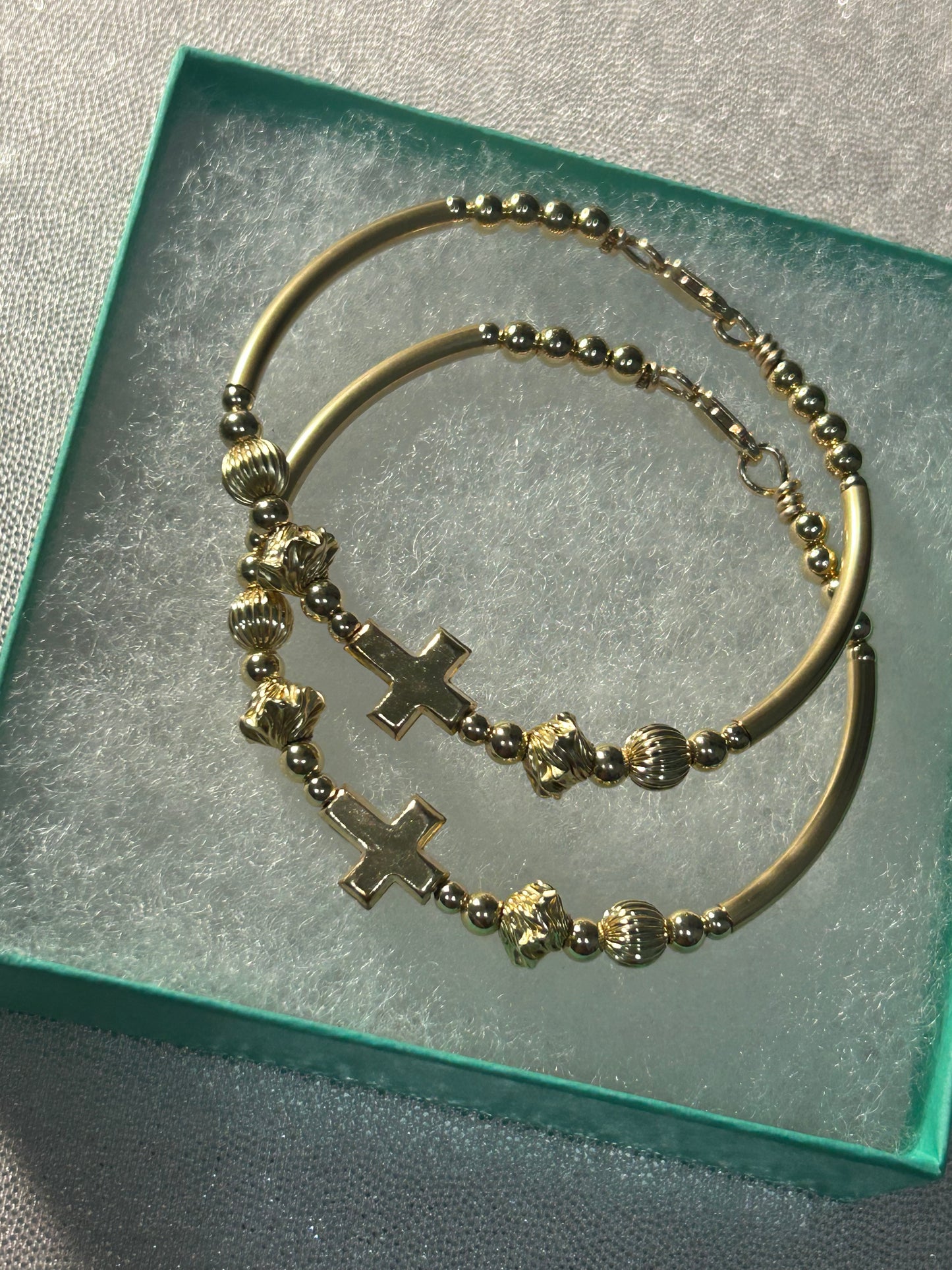 All Gold Floating Heart or Cross Bangle/Bracelet (1)