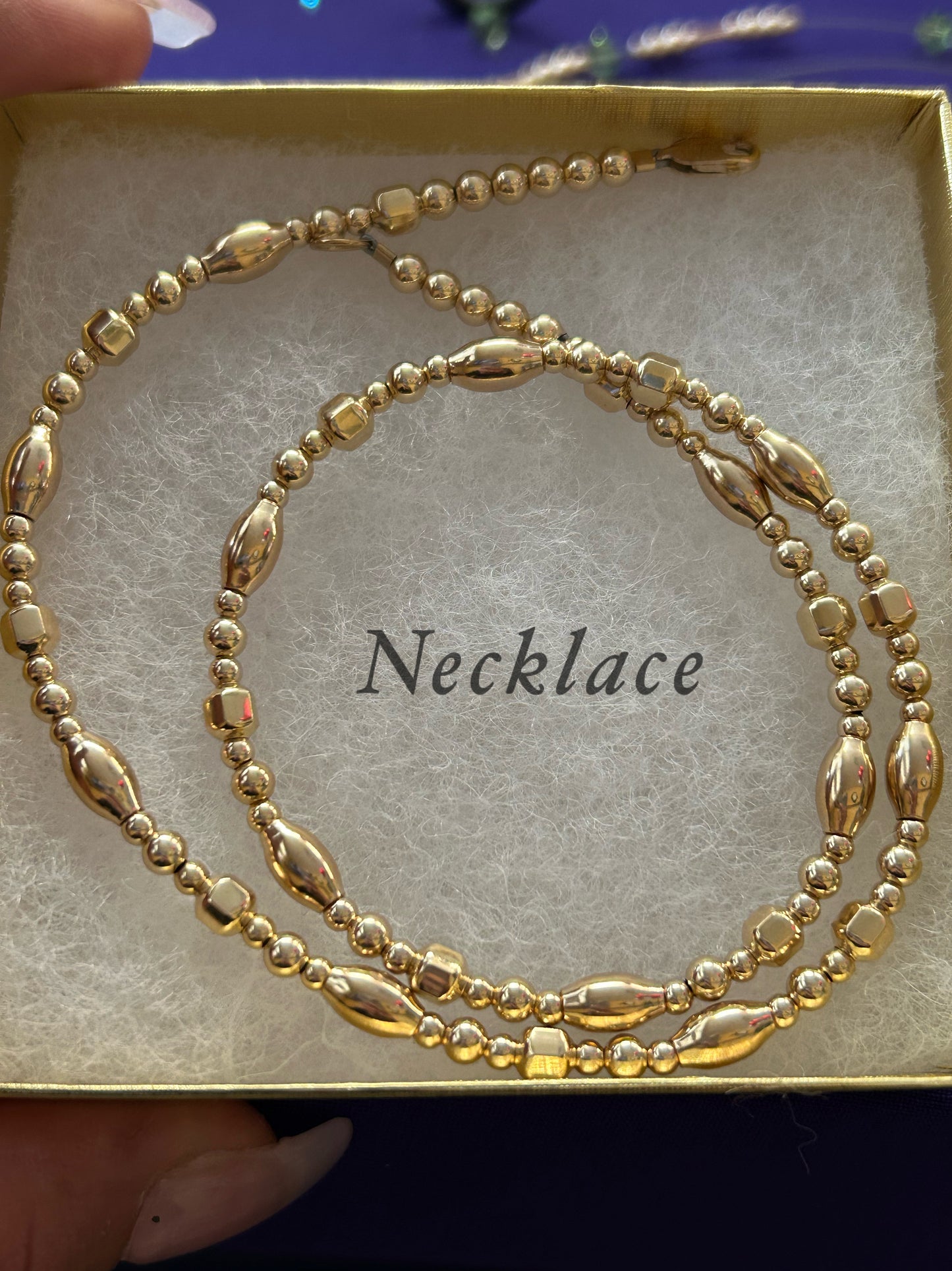 Gold Square bead Bracelet, Anklet, Necklace