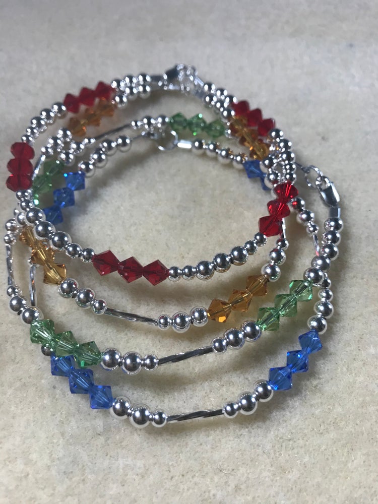 Swarovski Crystal Birthstone Bracelets Silver Set (2)