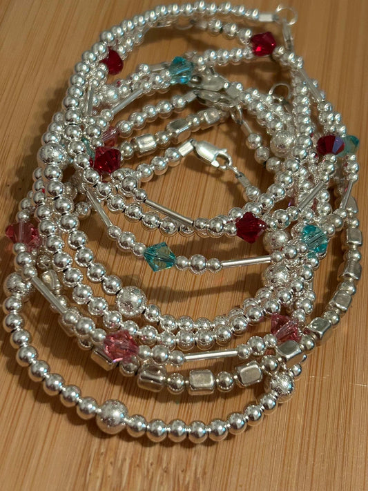 Swarovski Crystal Birthstone Bracelets Silver Set (2)