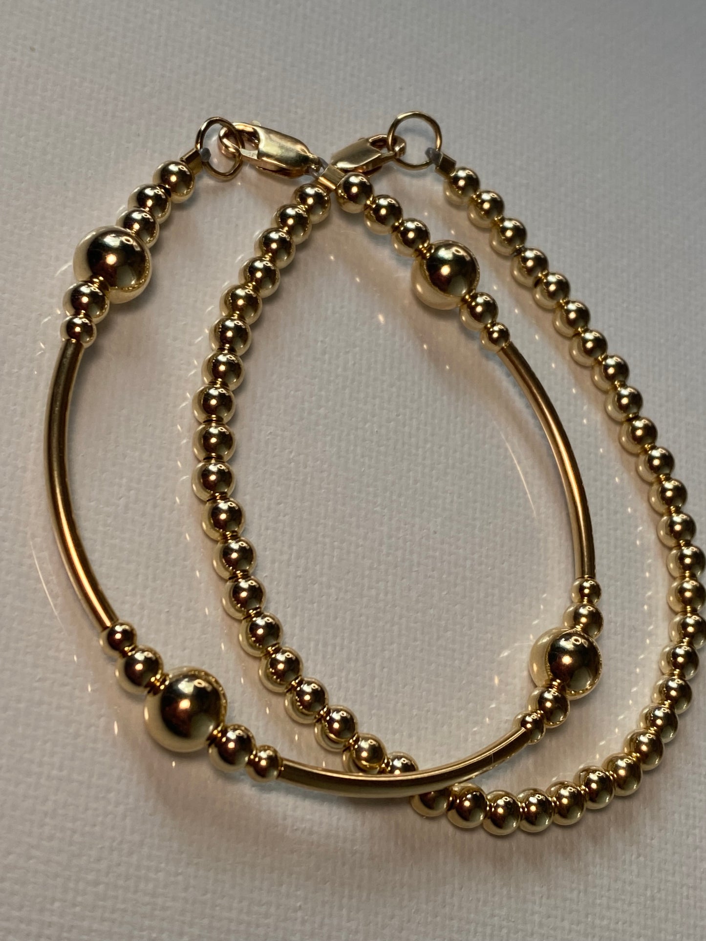 All Gold Balls & Bangle Bracelet (2)Set