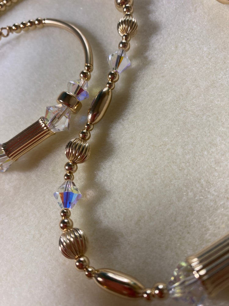Necklace & Bangle Swarovski Crystal/ Gold Set