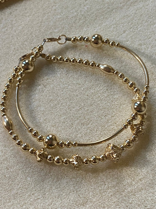 Twist Bracelet & Gold Noodle Bracelet Set (2)
