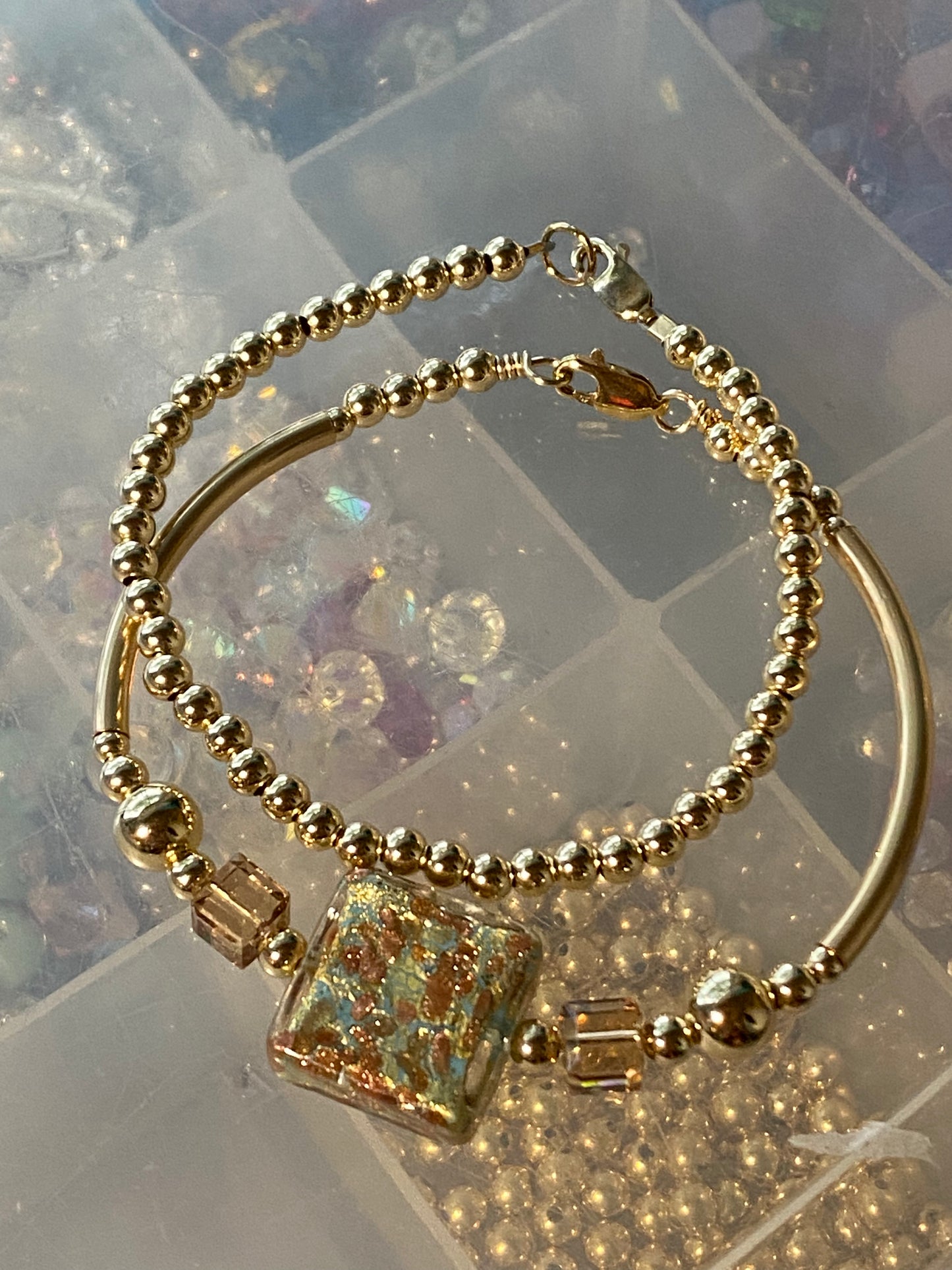 Light topaz Swarovski Bangle & Bracelet Set