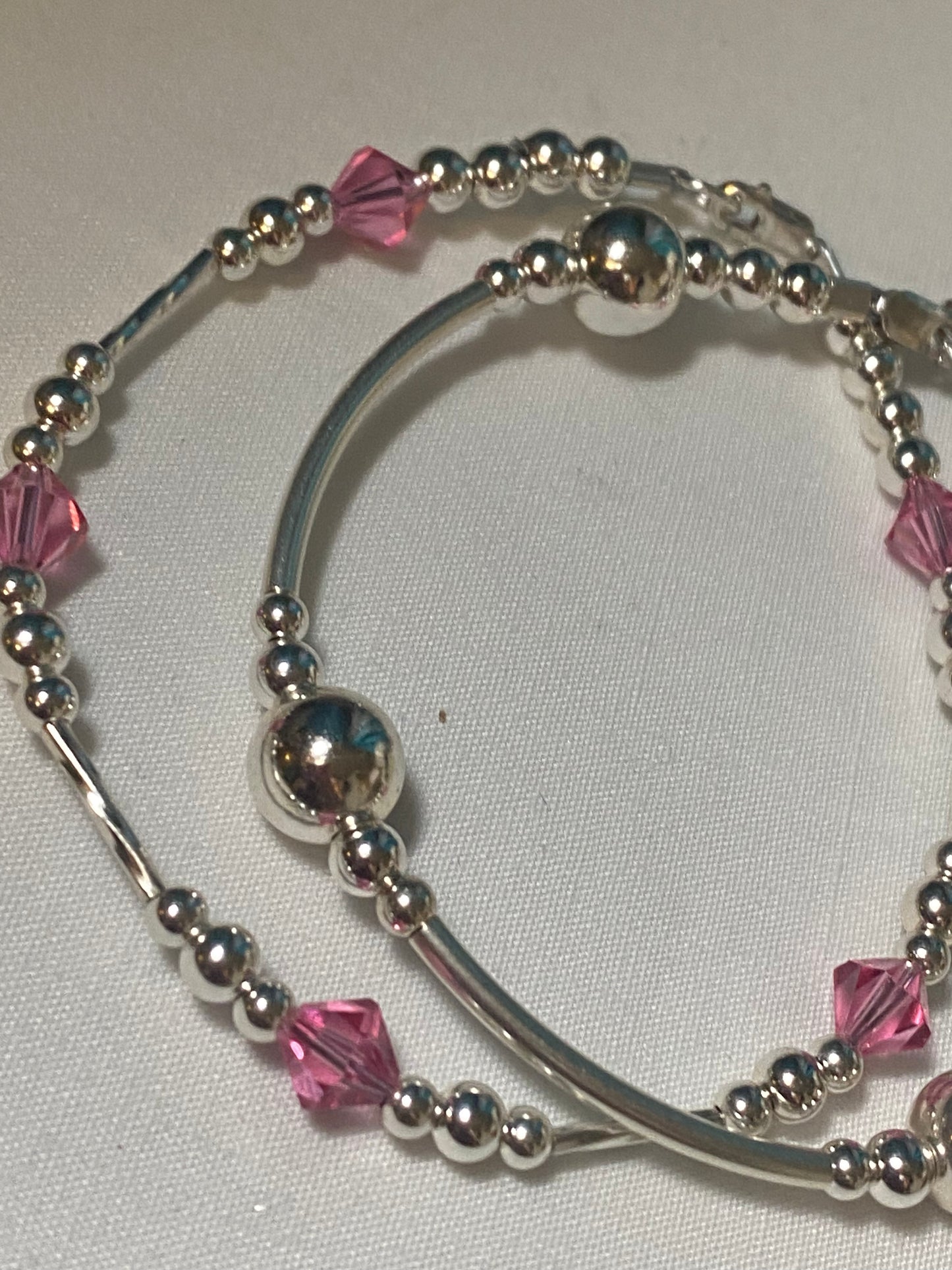 1 Silver Noodle Bracelet & 1 Birthstone Bracelet Set