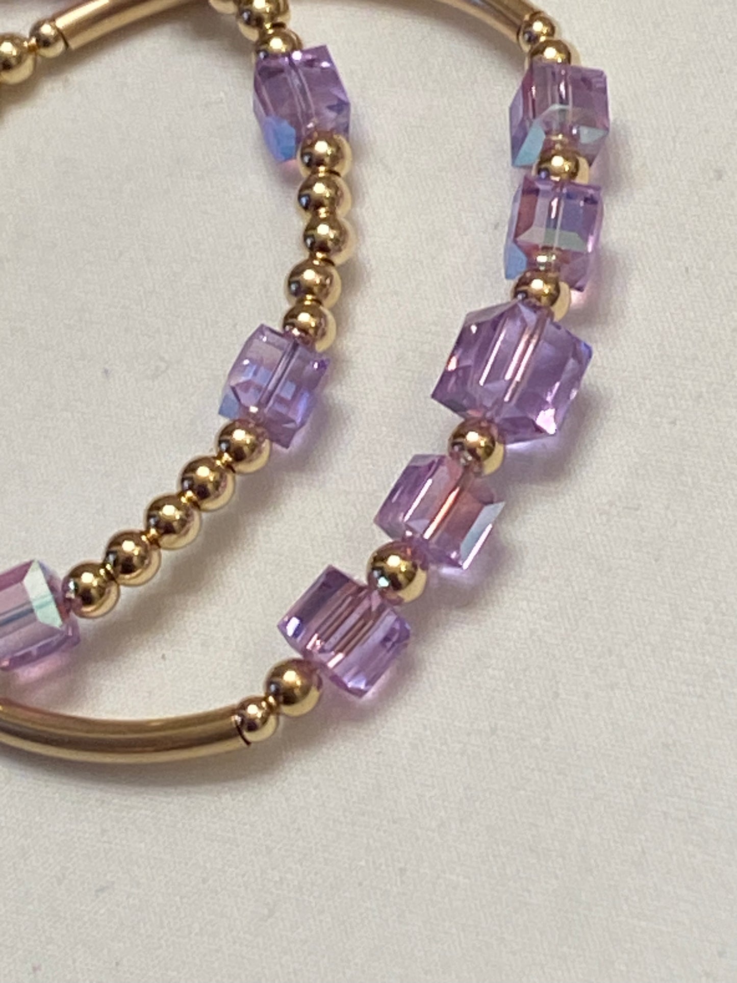 Violet Square Swarovski Crystal Square Bangle/Bracelet Set