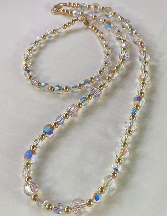 Swarovski Crystal  Clear Ab Necklace & Bracelet