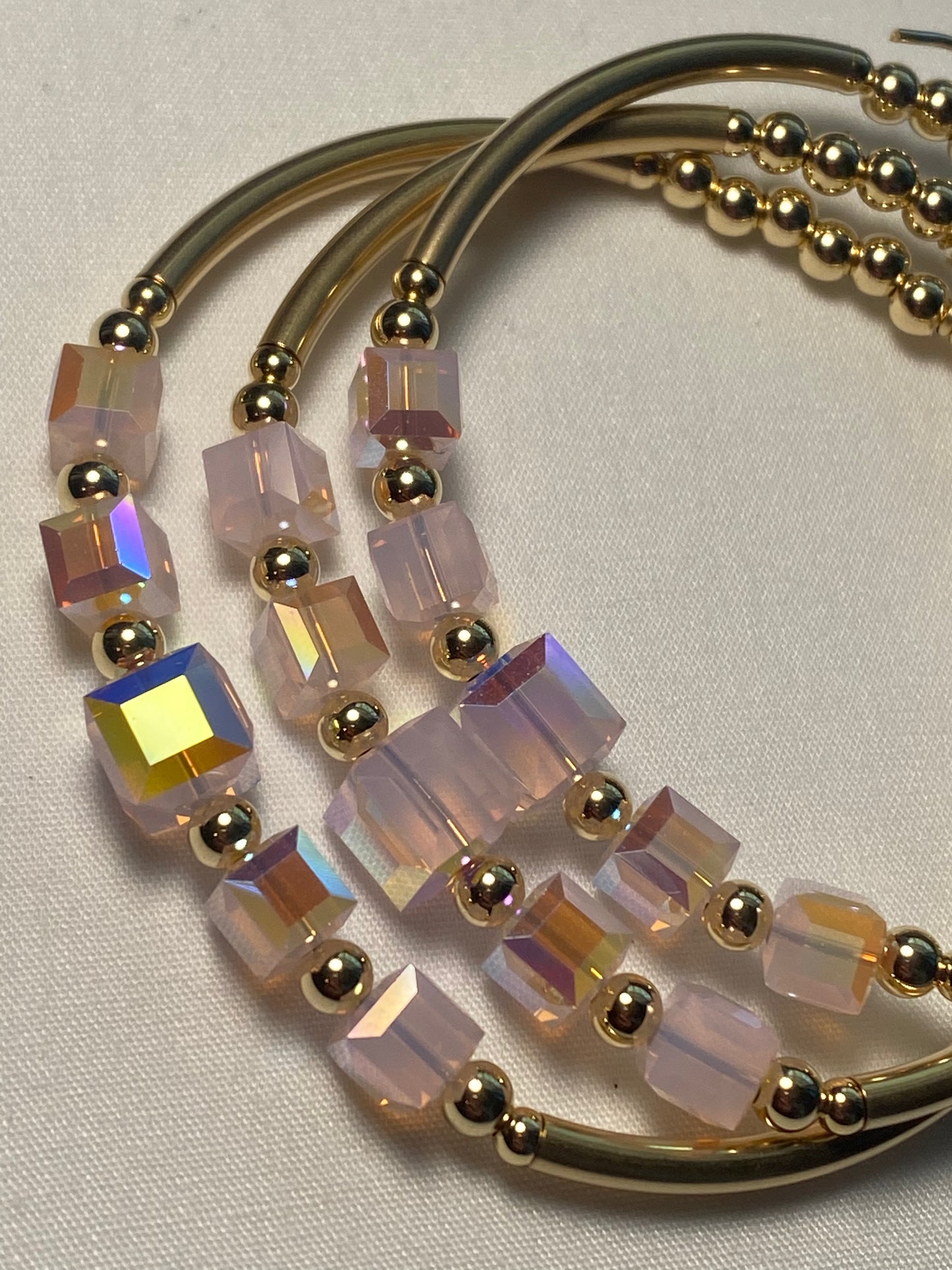 Rose,Opal,Fuchsia Swarovski Crystal Bangle & Bracelet Set