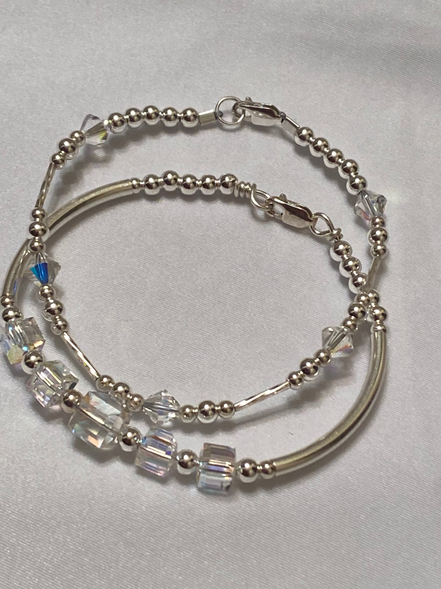 April Swarovski Birthstone Bangle & Bracelet Set ( Gold & Silver)