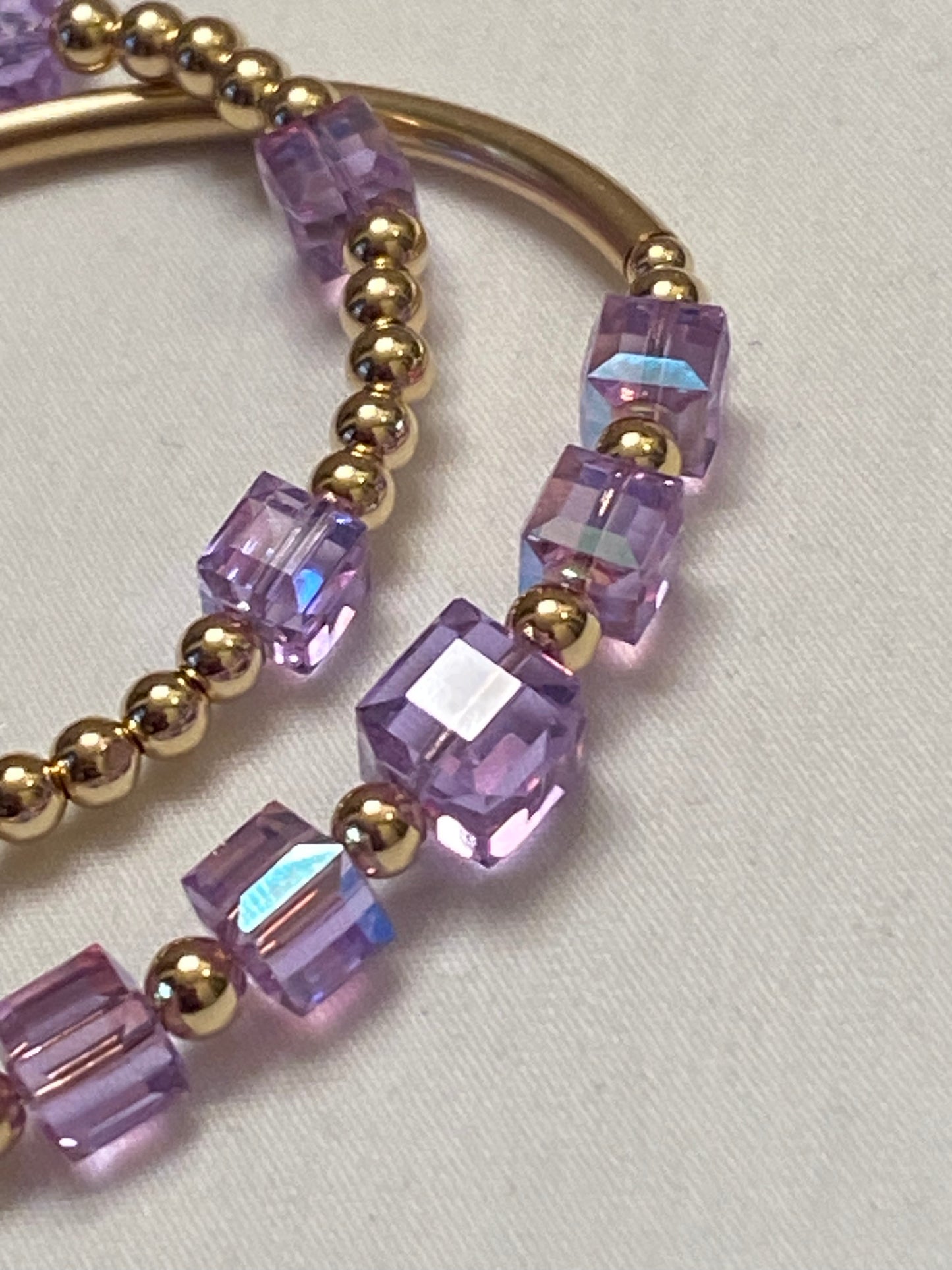 Violet Square Swarovski Crystal Square Bangle/Bracelet Set