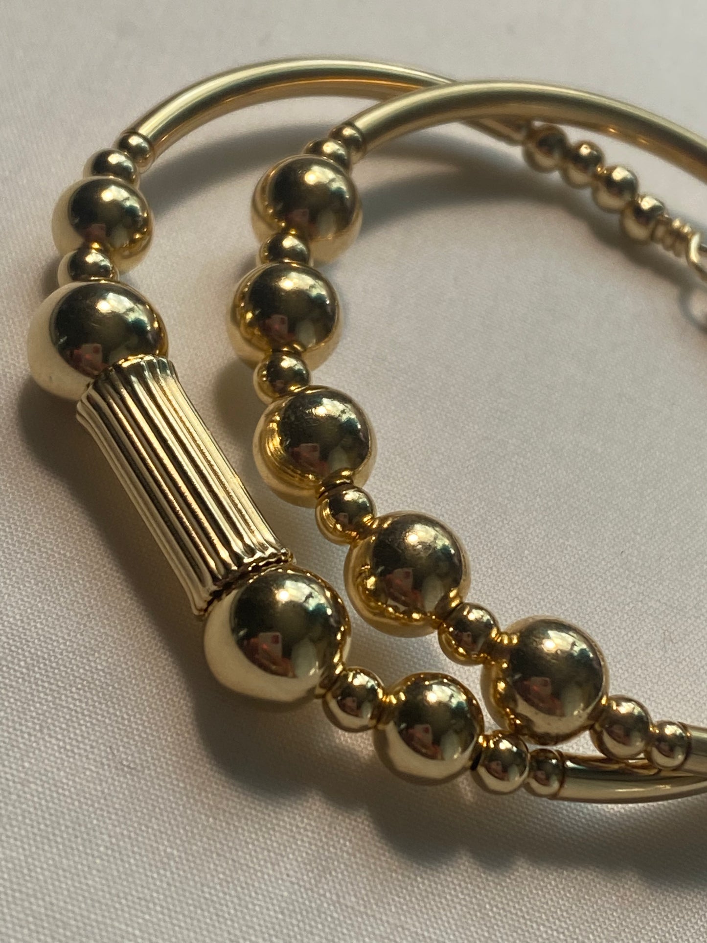 Gold Smooth Ball Bangle / Tub Bangle Set (2)