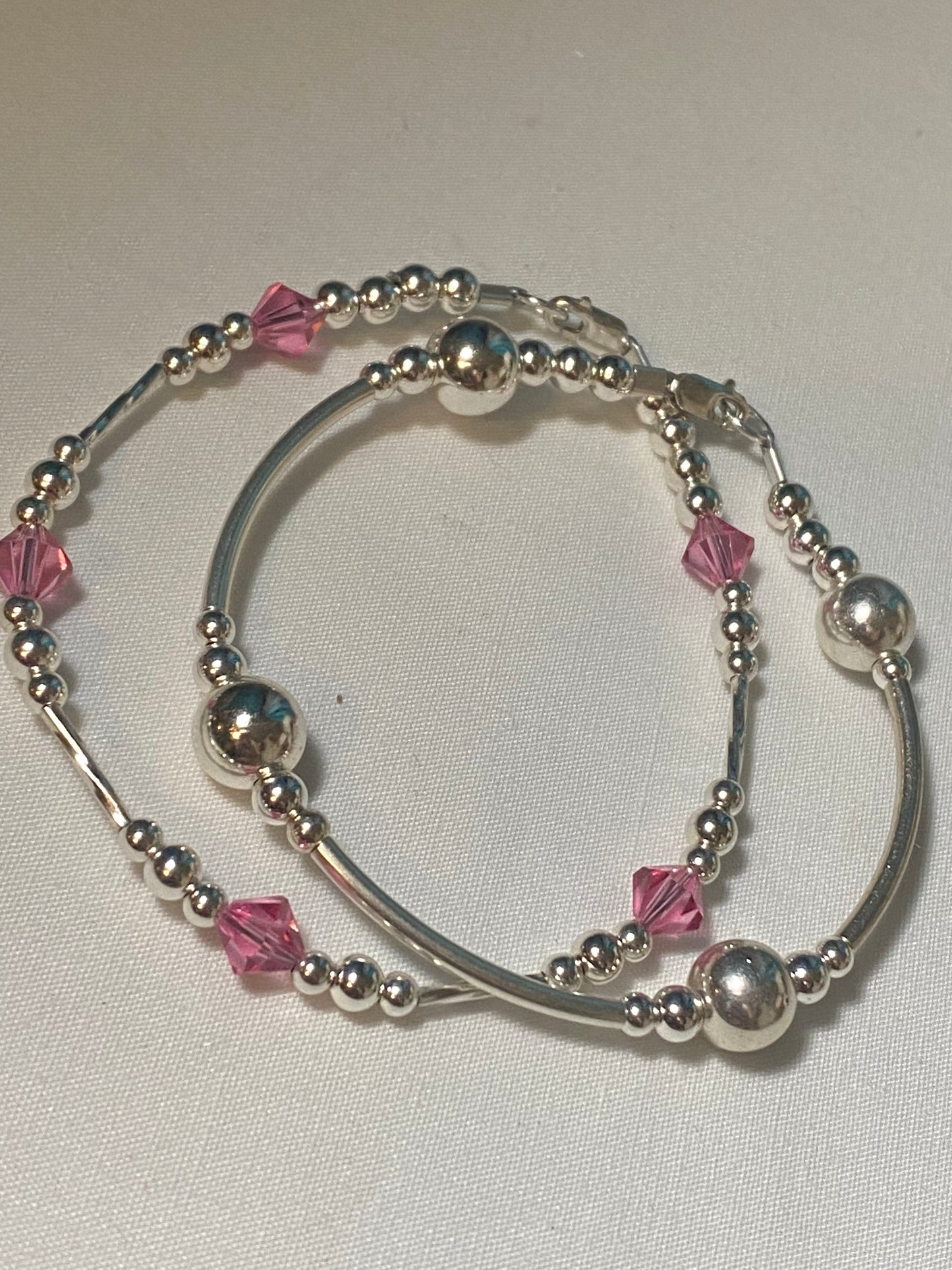 1 Silver Noodle Bracelet & 1 Birthstone Bracelet Set