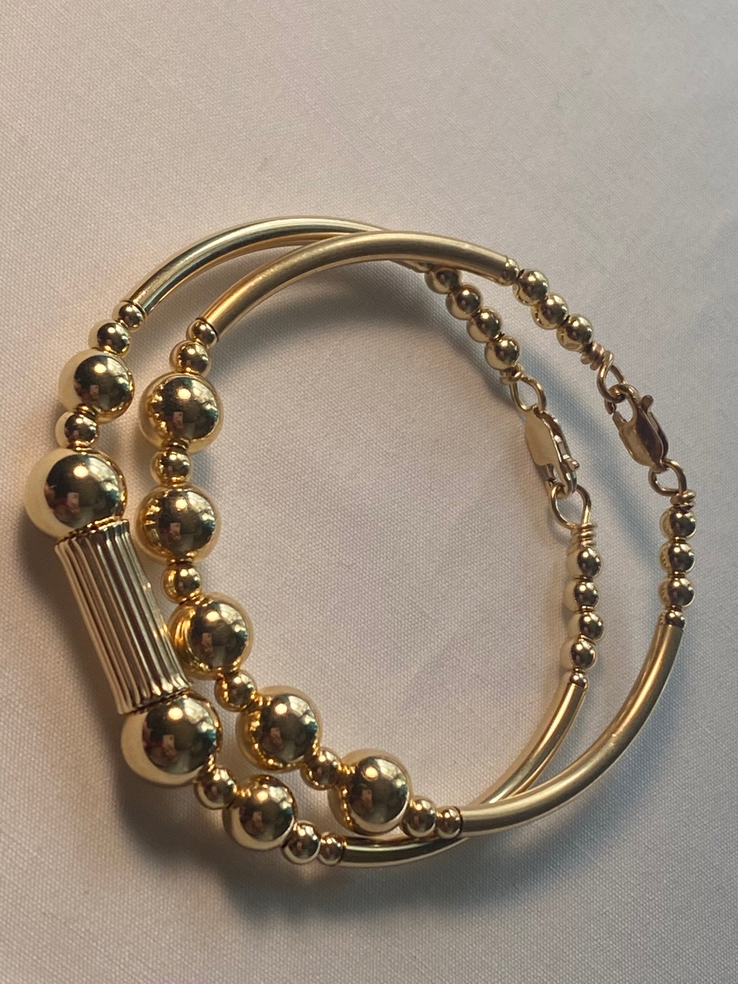 Gold Smooth Ball Bangle / Tub Bangle Set (2)