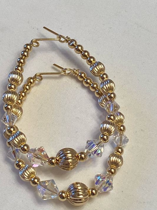 Swarovski Crystal Gold Designer Ball Earrings