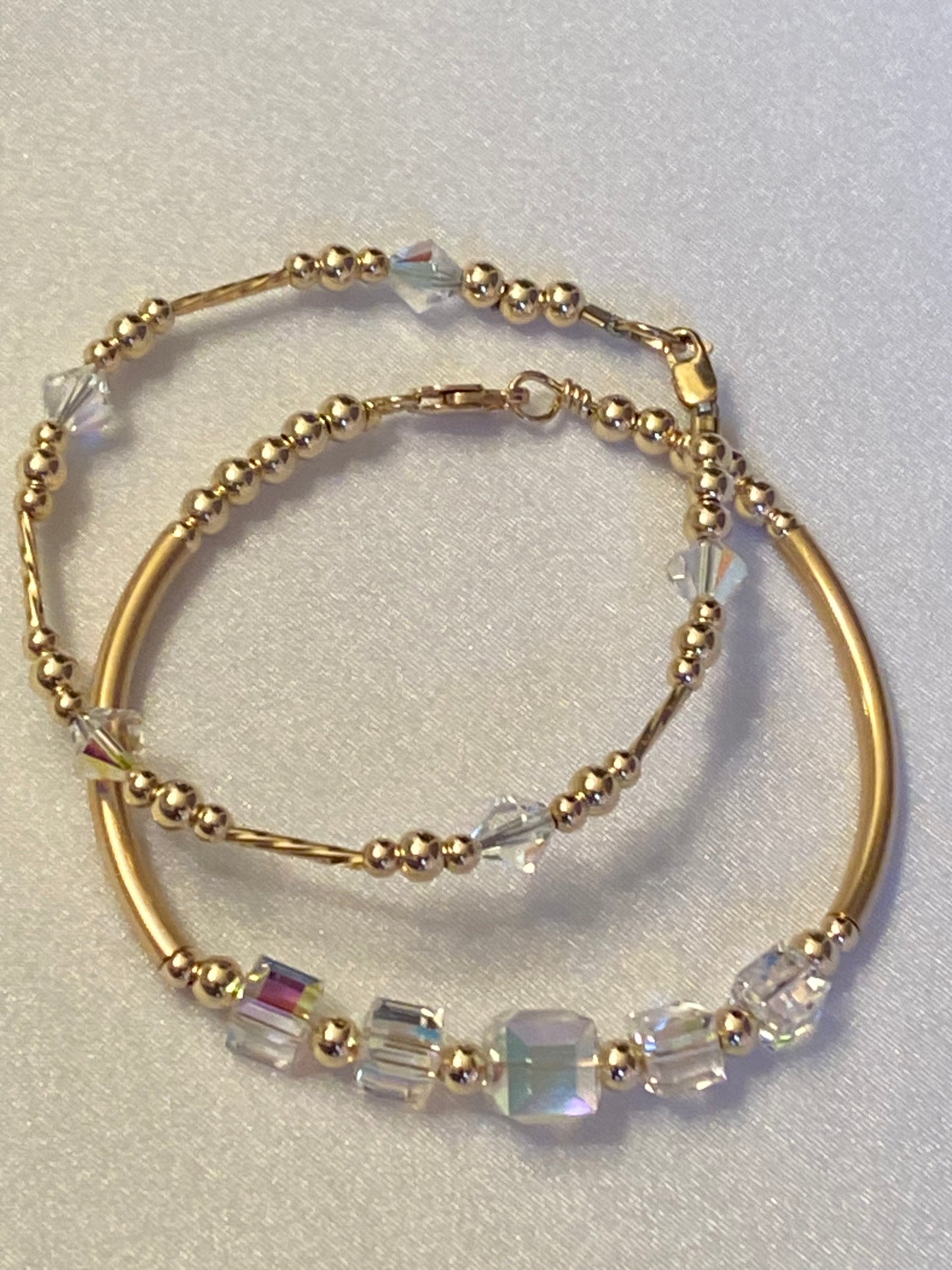 April Swarovski Birthstone Bangle & Bracelet Set ( Gold & Silver)