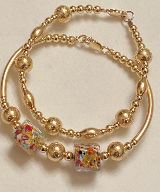 Festival Bangle w/ Sparkle Ball Bracelet