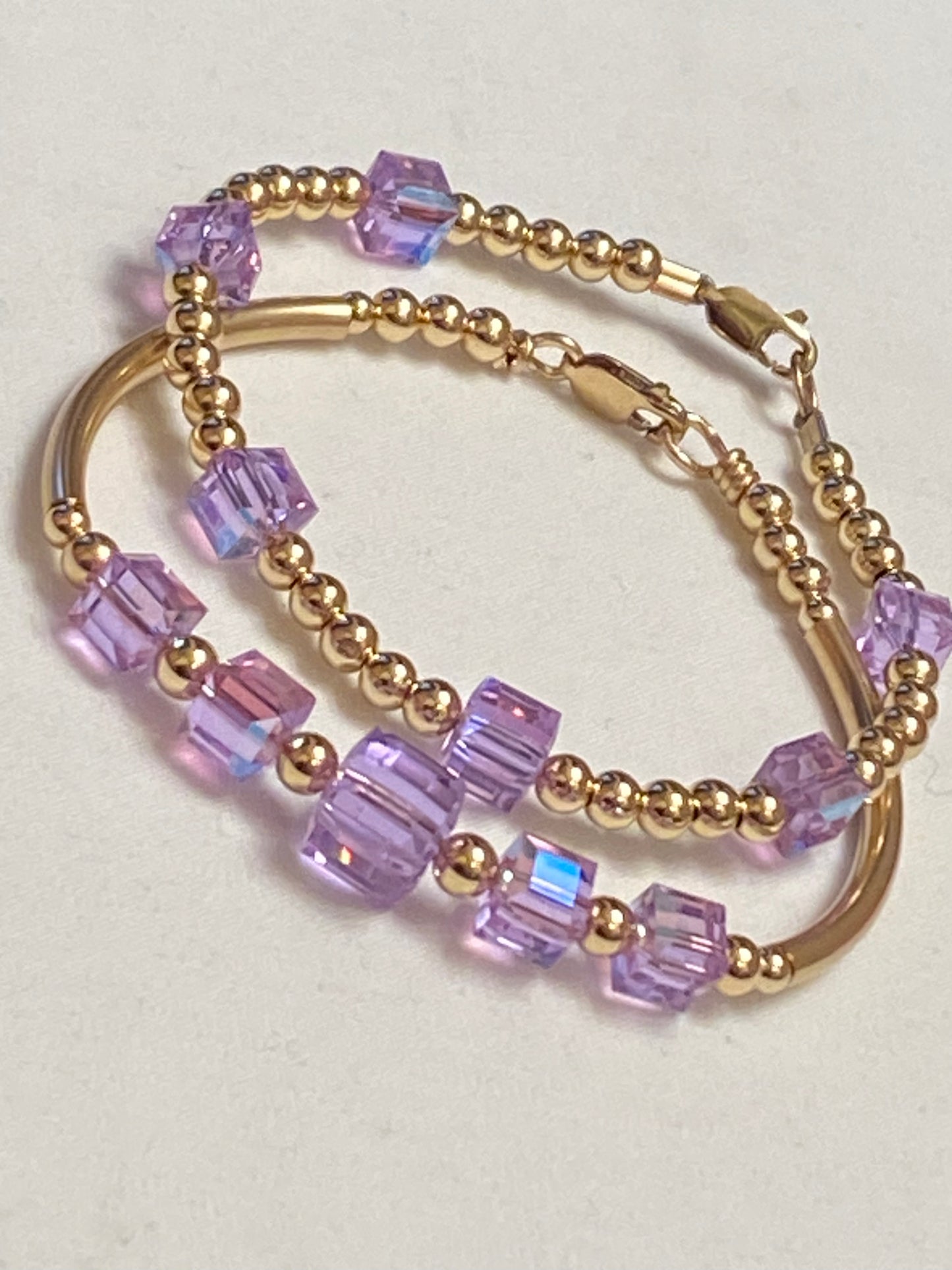 Violet Square Swarovski Crystal Square Bangle/Bracelet Set