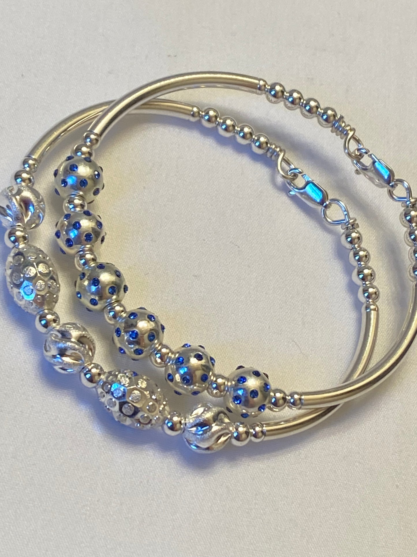 Silver Bangles W Fancy Crystal Ball $60 Each