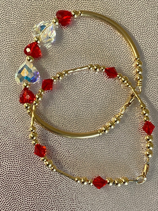 Swarovski Red & Clear Heart Set