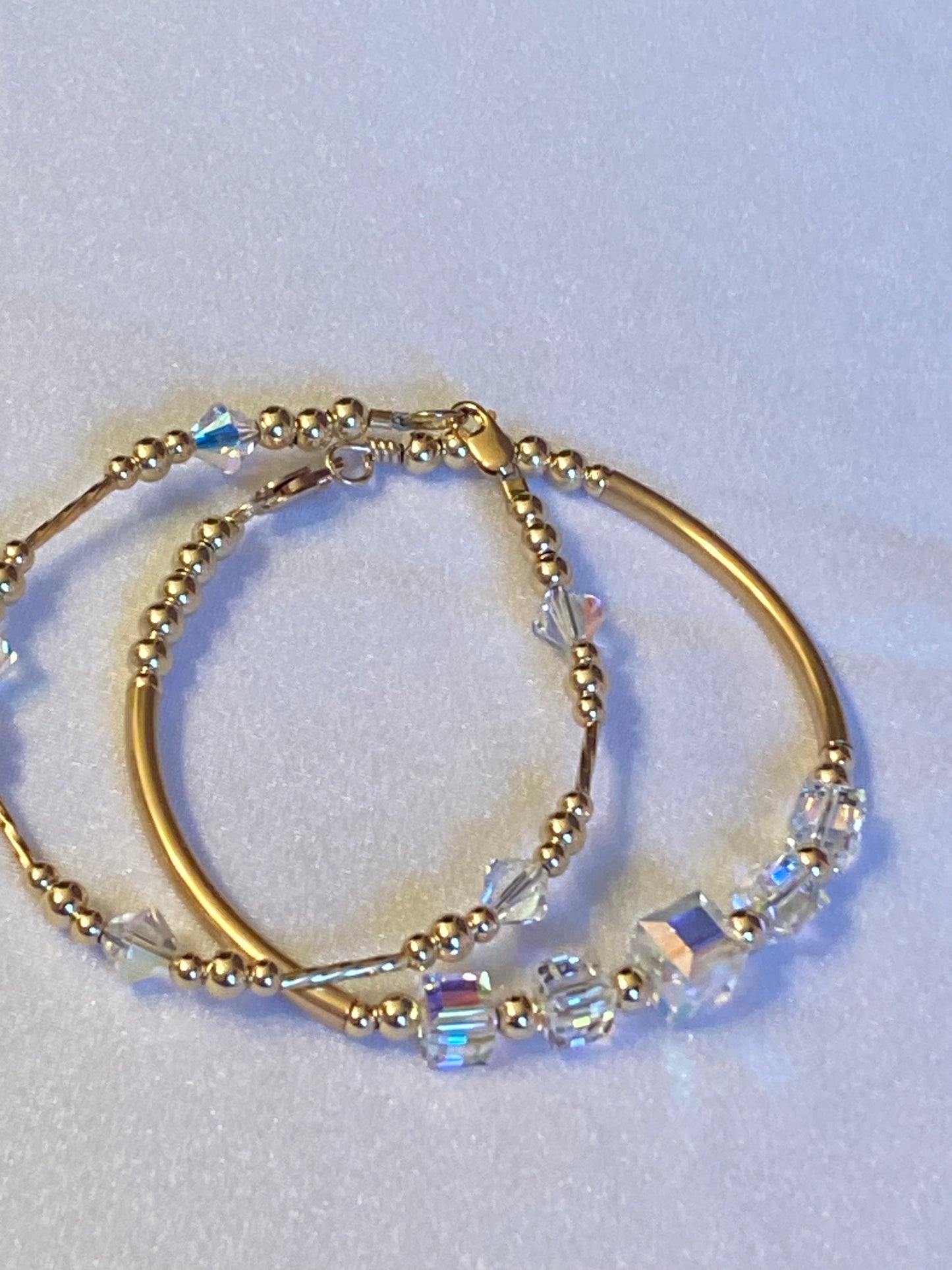April Swarovski Birthstone Bangle & Bracelet Set ( Gold & Silver)