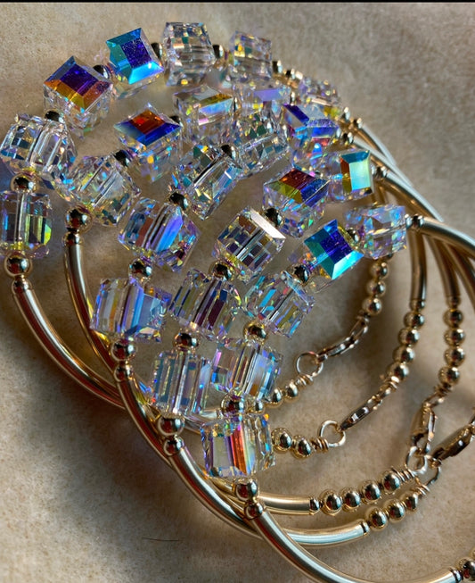 Swarovski AB Crystal Large Square Bangle