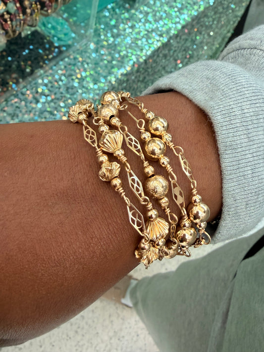 Gold Link Bracelet set of 4