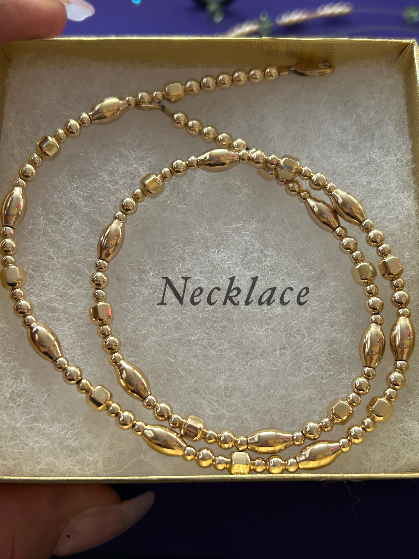 Gold Square bead  Bracelet, Anklet, Necklace