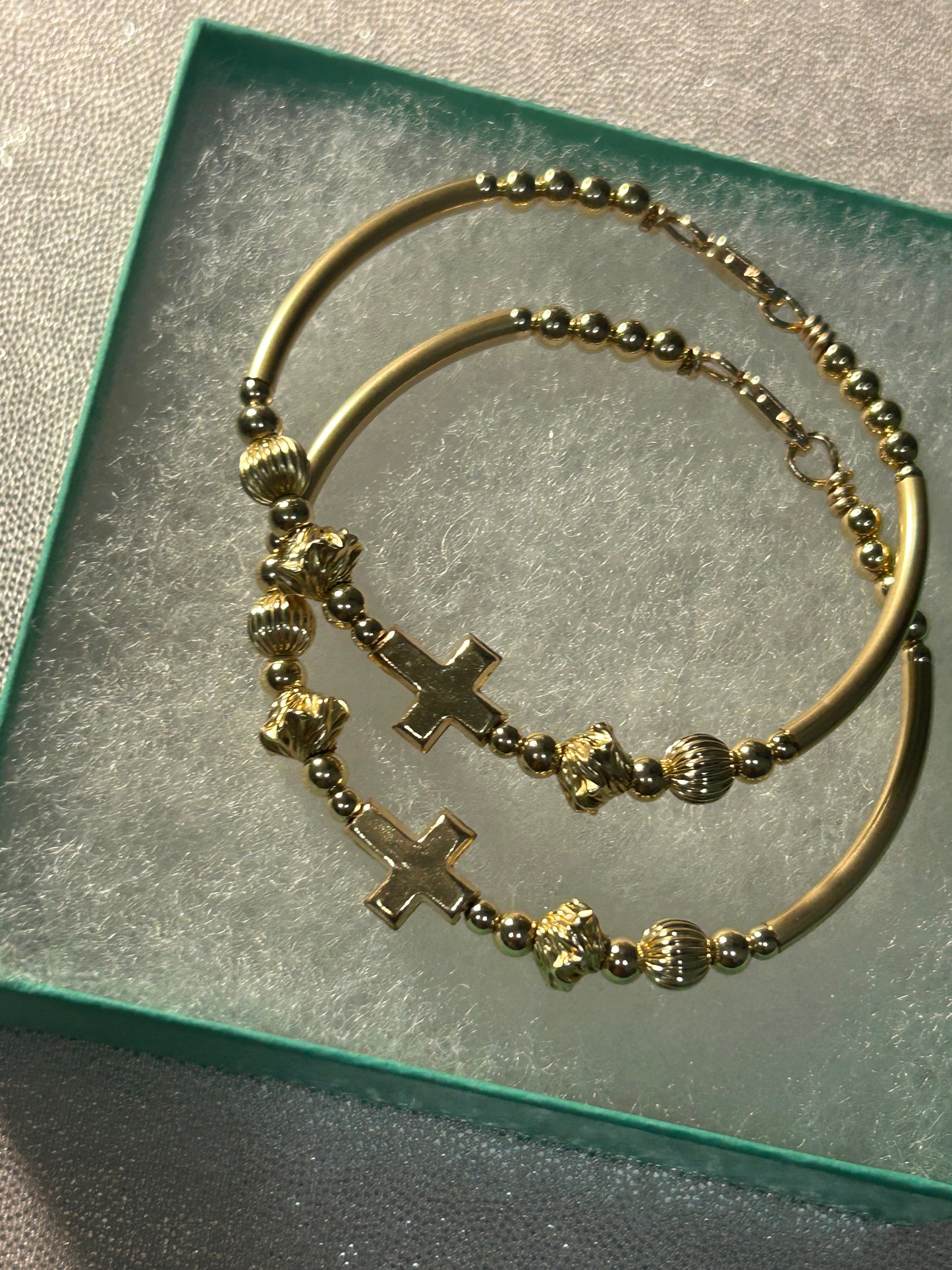 All Gold Floating Heart or Cross Bangle/Bracelet (1)