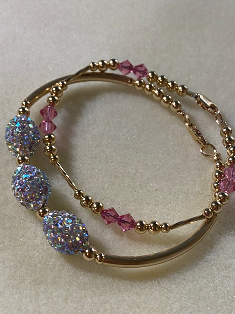 Pink Swarovski Bracelet & Bling Bangle (Set2)