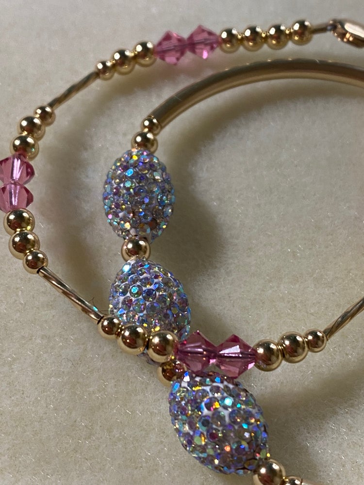 Pink Swarovski Bracelet & Bling Bangle (Set2)