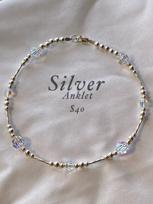 Silver Swarovski Crystal  ANKLET