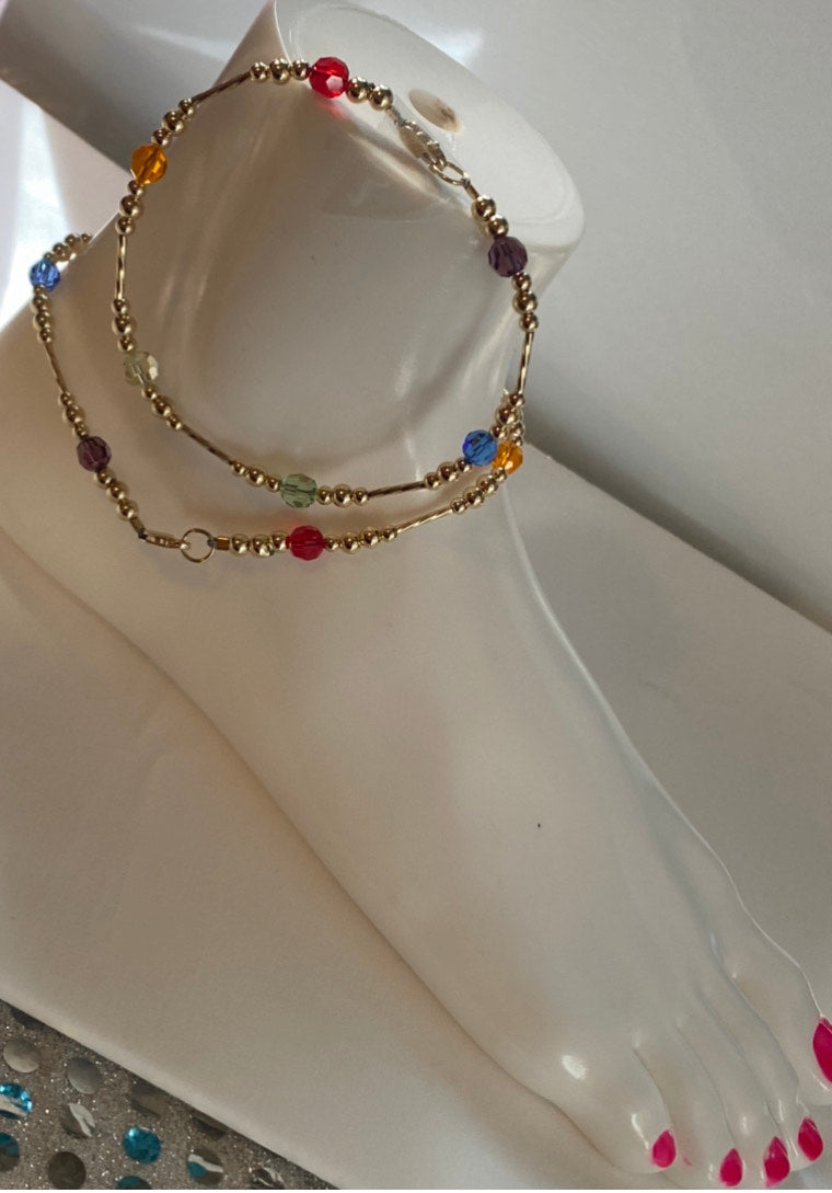 Rainbow Pride Swarovski Crystal Anklet & Bracelet Set