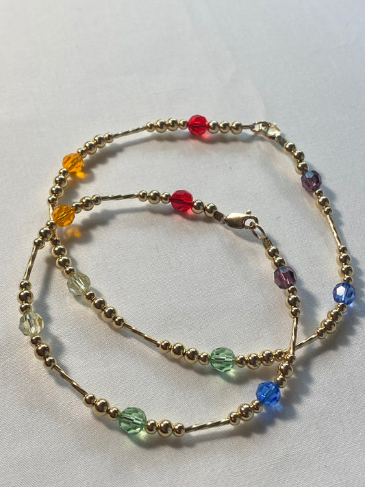 Rainbow Pride Swarovski Crystal Anklet & Bracelet Set