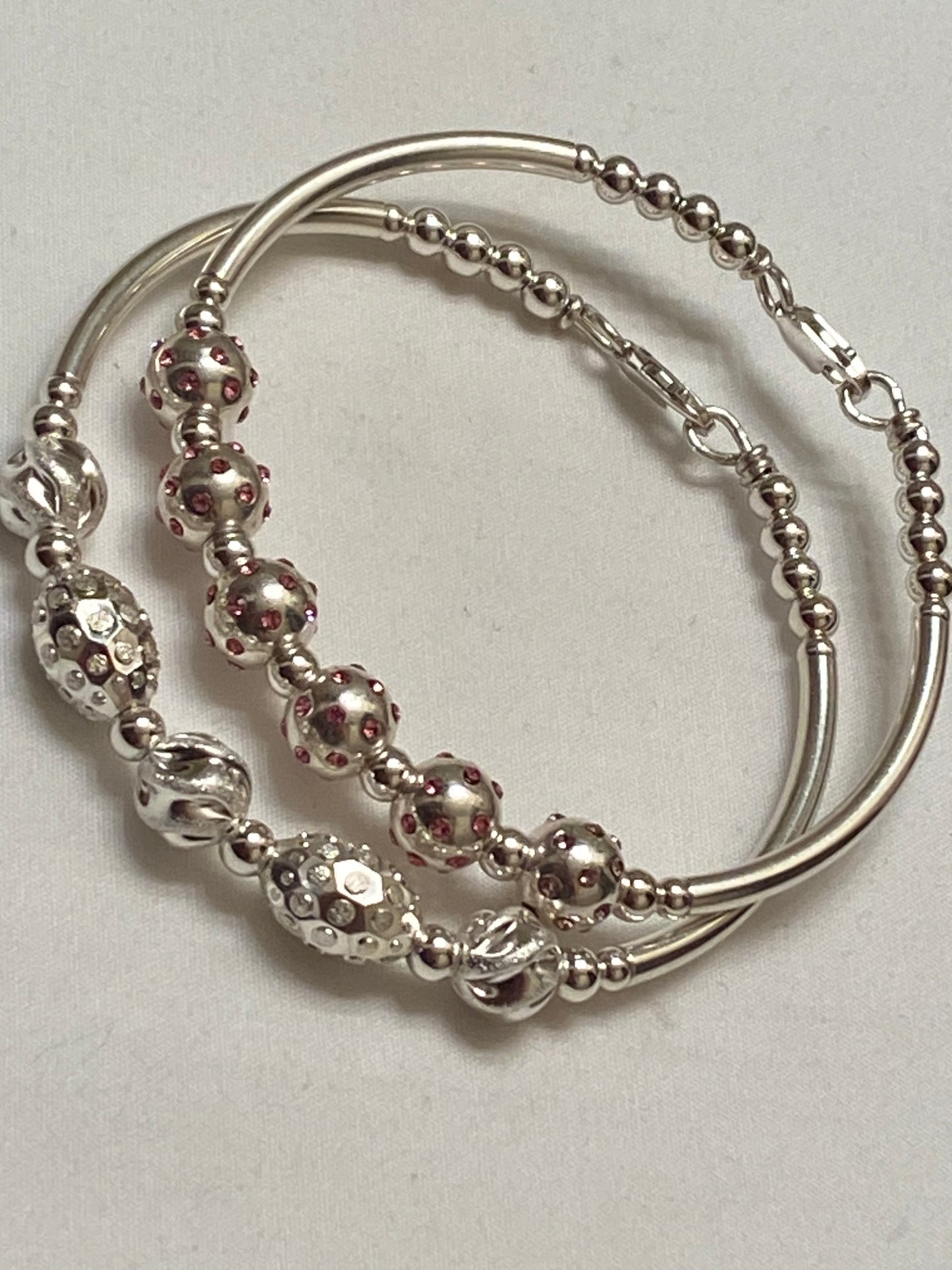 Silver Bangles W Fancy Crystal Ball $60 Each