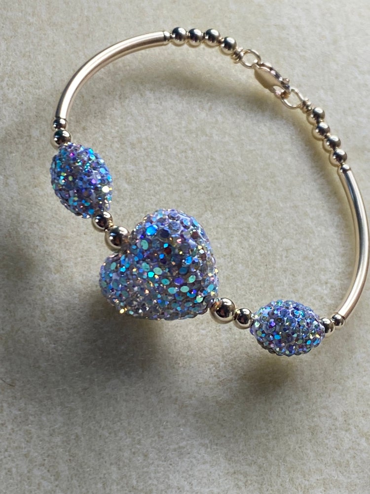 Large Bling Heart  Clear AB Bangle