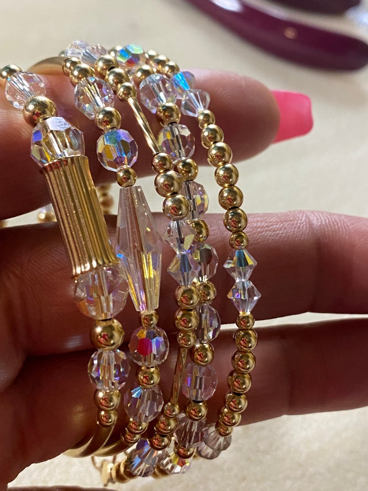 Copper Gold Crystal Enamel White Pink Heart Bangle Bracelet Kada Women –  ZIVOM